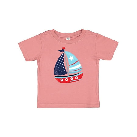 

Inktastic Sailboat Sailing Boat Sails - Red Blue White Gift Baby Boy T-Shirt