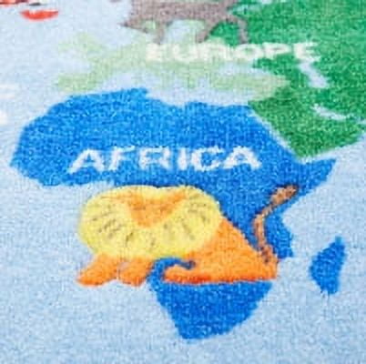 Eric Carle Elementary World Map Kids Area Rug Blue/Red, 35"x51" Rectangle