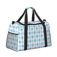 thumbnail image 2 of Disketp Blue and White Squares Bolsa de Viaje Tipo Duffle, Bolso de Mano para Fin de Semana para Mujer, Bolsa de Gimnasio Ligera para Hombre, Esencial para Viajes, 2 of 7