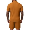 thumbnail image 4 of LWavelet Men's Vertical Striped Button Up Shirt and Shorts Set Casual Beach Vacation Outfit Orange M, 4 of 4