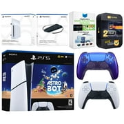 Sony PlayStation 5 Astro Bot Slim Digital Bundle with Disc Drive, Extra Controller, Vertical Stand, MightySkins Game Collection Services and 2 Year Extended Warranty - Chroma Indigo