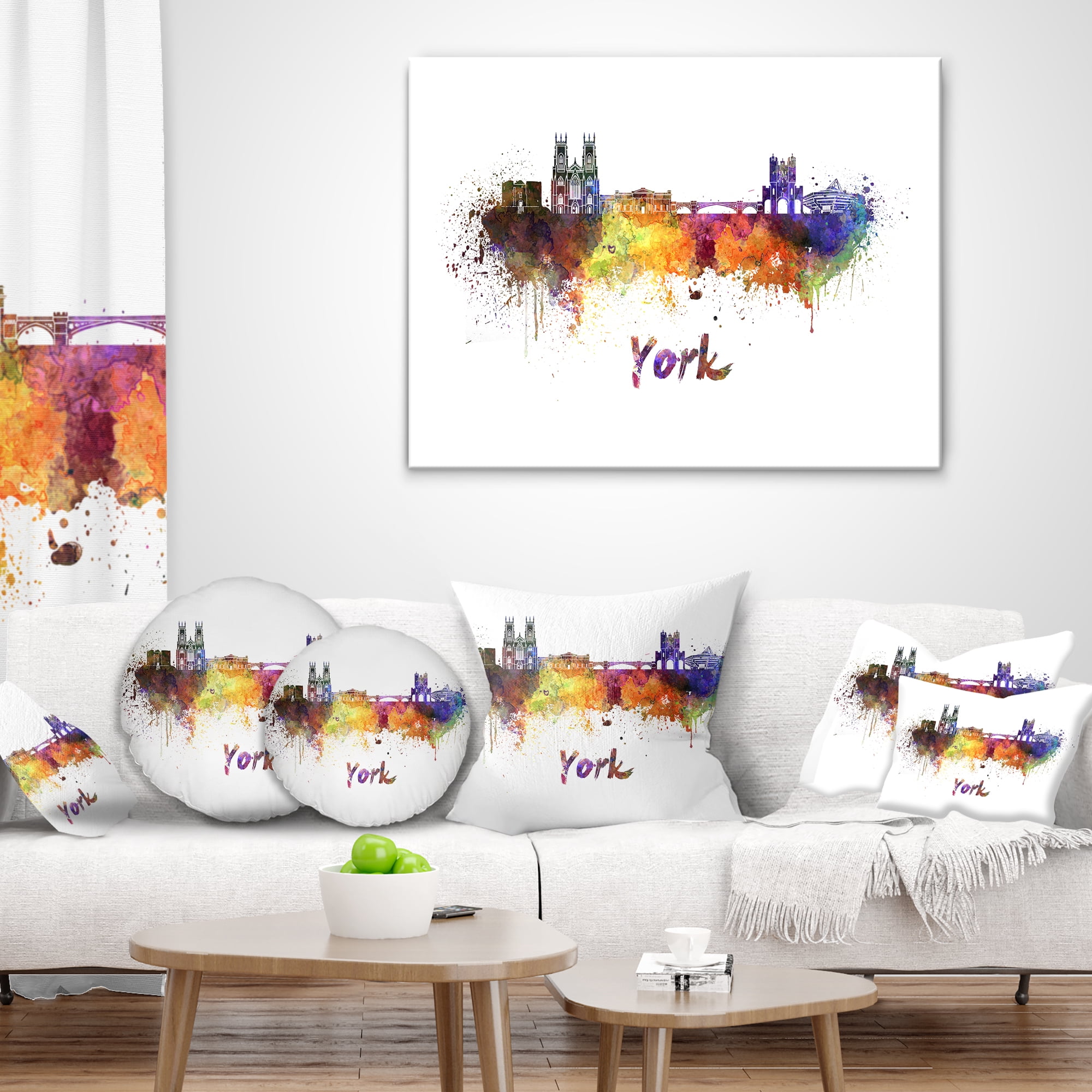 Designart York Skyline - Cityscape Throw Pillow - 18x18