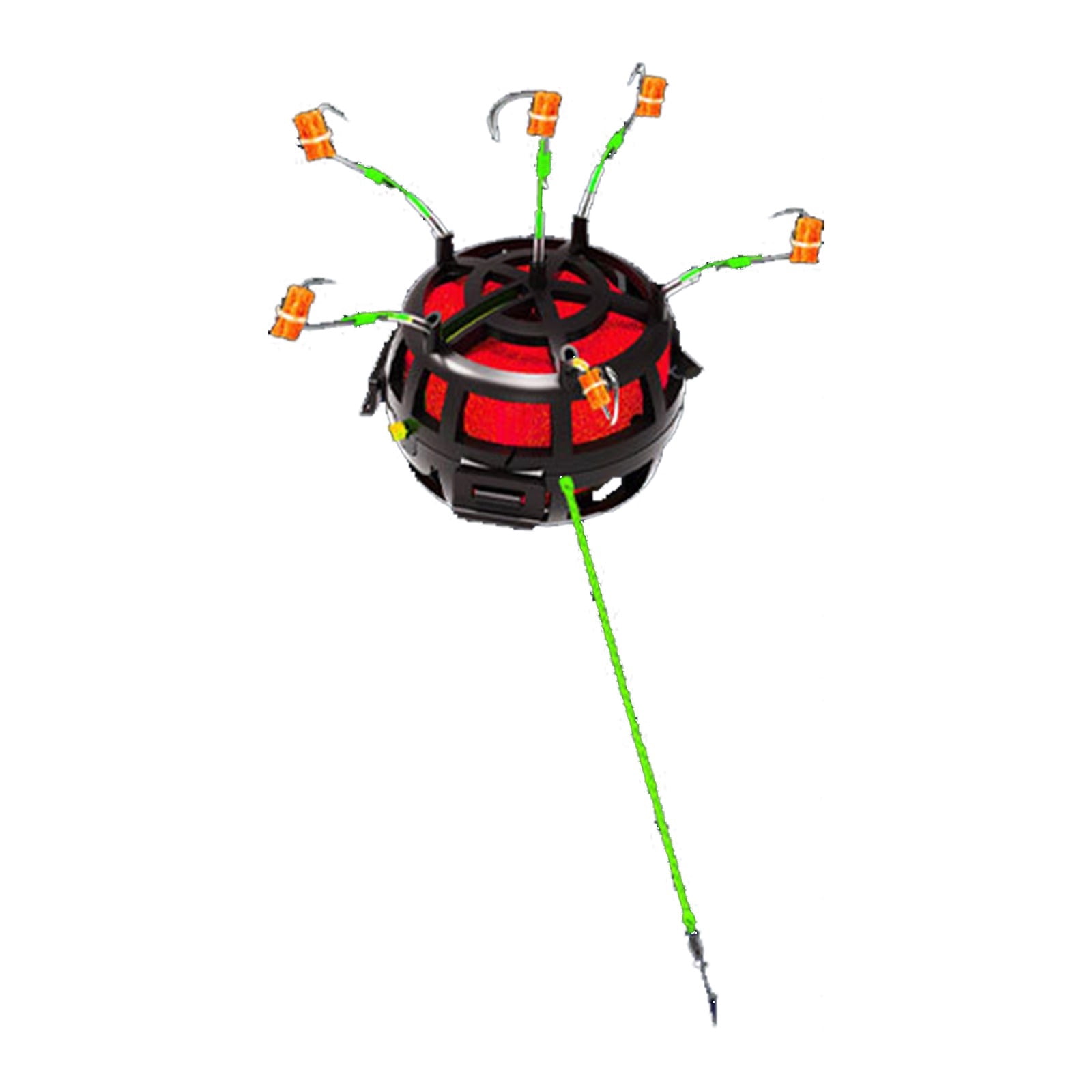 Reverse Bottom Fishing Hook with 360° Bait Cage Professional Carp Feeder Rig for Catfish & Tilapia Floating Spring Trap for Pond/Lake Fishing - All-in-One Bait System with Rotating Suspension