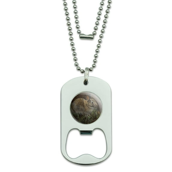 Backyard Bunny Rabbit Hare Military Dog Tag Bottle Opener Pendant