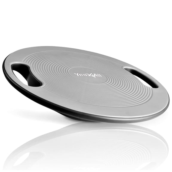 Yes4All Wobble Balance Board Plastic Stability Trainer with Handles for Home Gym, Silver