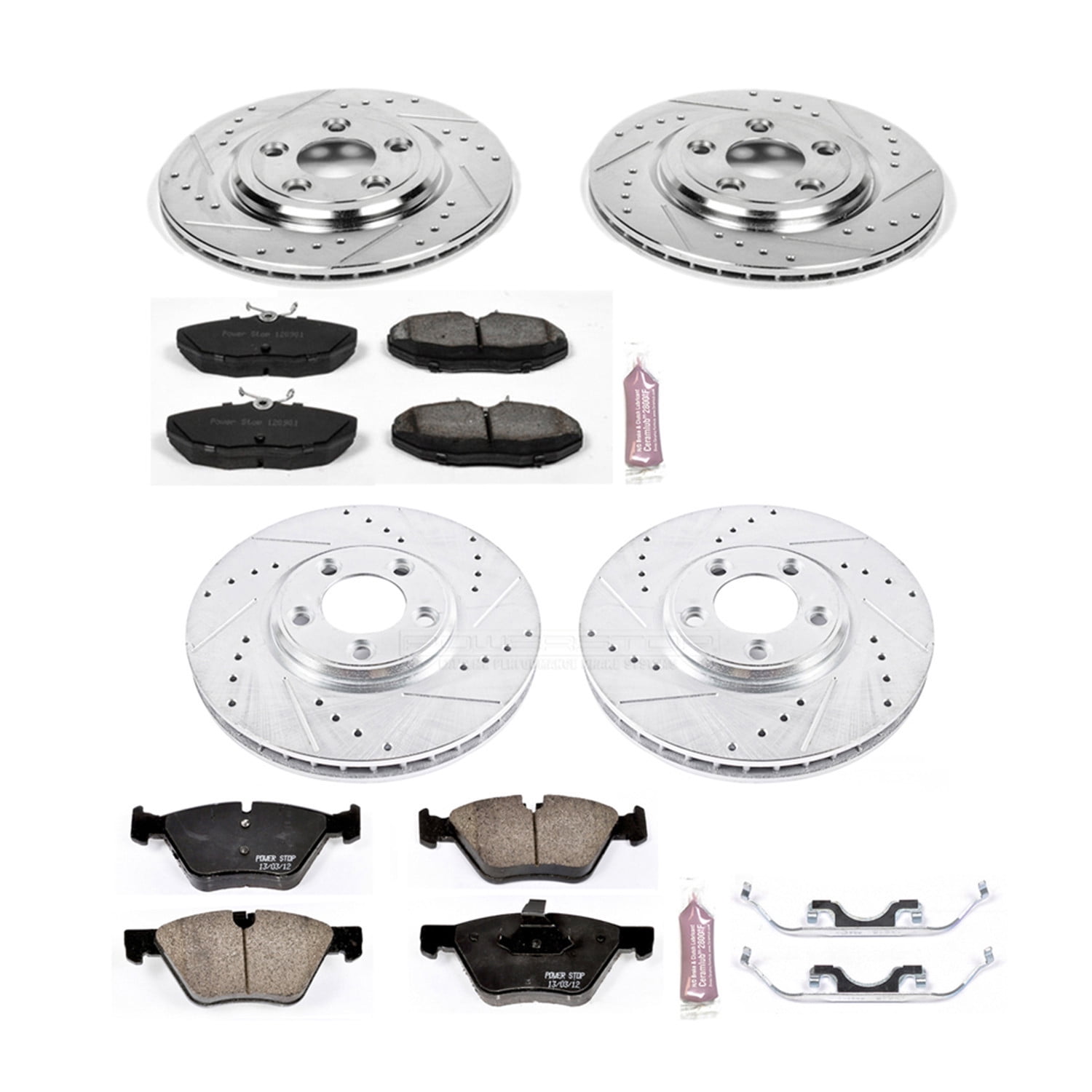 PowerStop Front and Rear Z23 Evolution Sport Carbon-Fiber Ceramic Brake Pad and Drilled & Slotted Rotor Kit Fits: JAGUAR Select Models K5506