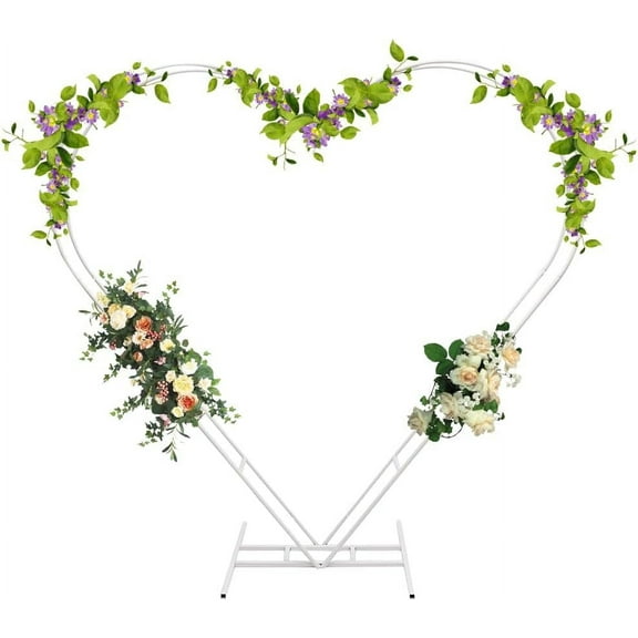 Heart Arch Stand for Ceremony, Metal Heart Shape Wedding Arch Background Stand Love Balloon Arch Stand Frame for Wedding Birthday Party Ceremony Events Frame Decoration (6.89ft Heart White)