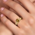 thumbnail image 4 of Gem Stone King 18K Yellow Gold Plated Silver Whiskey Quartz and White Lab Grown Diamond 3 Stone Engagement Ring for Women | 1.08 Cttw | Oval 8X6MM | Round 2MM | Gemstone Birthstone | Size 7, 4 of 6