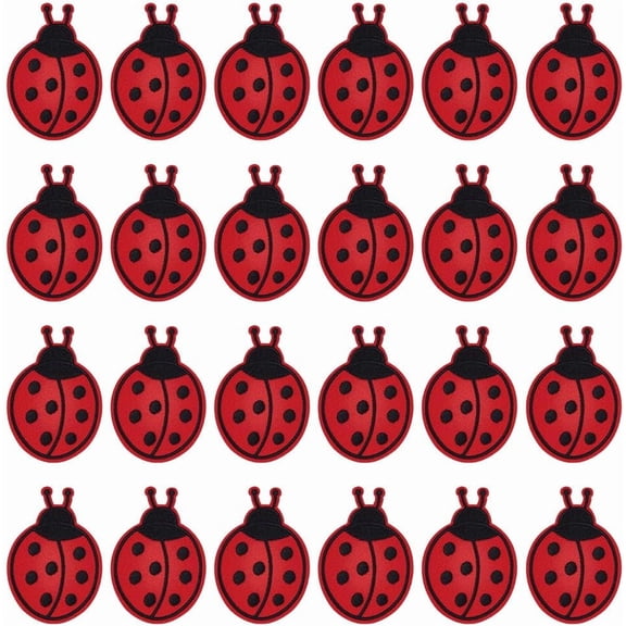 24pcs Ladybug Iron on Patches 2.76x1.9inch Small Ladybugs Embroidered Applique Patches DIY Iron on/Sew On Animal Design Patch