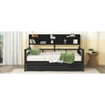 thumbnail image 2 of Modern Full Size Daybed with Bedside Shelves and 2 Storage Drawers, Wooden Full Storage Platform Bed Frame with 10 Slats for Boys Girls Teens Adults Guests, Espresso, 2 of 9