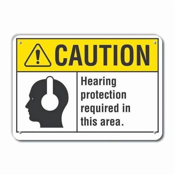 Lyle Rflctv Hearing Caution Sign,10x14in,Alum LCU3-0108-RA_14x10