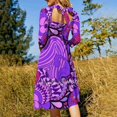thumbnail image 3 of 60S Hippie Psychedelic Pattern Square Neck Dress Cute Loose Print Dresses Elegant Beach Party Dress Abstract Bright Colorful, 3 of 5