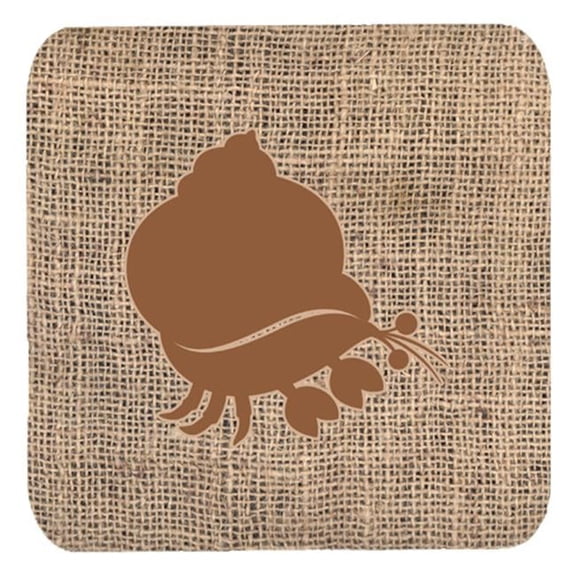Hermit Crab Burlap and Brown Foam Coasters, Set - 4