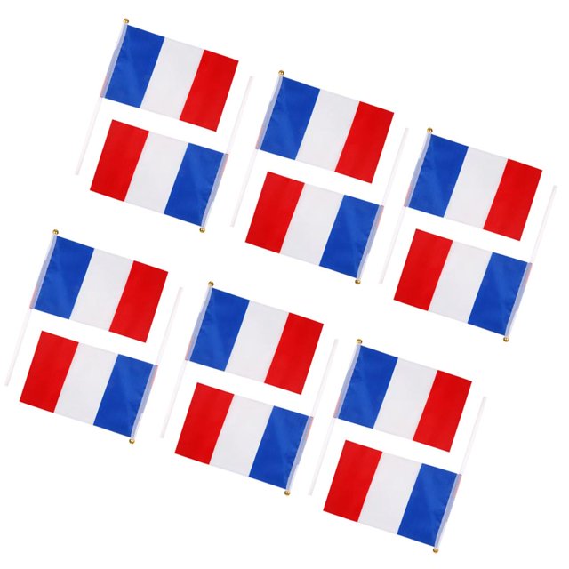 12 Piezas Banderas de Francés Nacionales Mano Que con Baoblaze Bandera de Francia