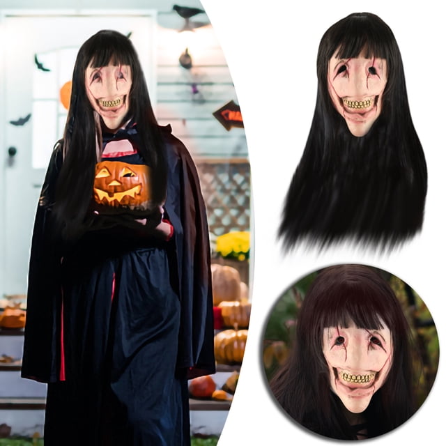 Máscara de Halloween Wmkox8yii shdjk4260 pelo largo cara roja