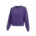 thumbnail image 7 of Hurxie Womens Crew Neck Sweatshirts Comfy Cute Long Sleeve Crop Tops Sweatshirt | Comfort Workout Athletic Plain Shirts, Trendy Lightweight Sweater Fall Outfits Purple,2XL, 7 of 7