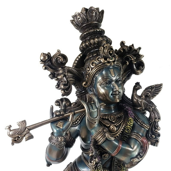 Veronese 30" Large Beautiful Lord Krishna Playing Flute Statue Sculpture - Hindu God of Love and Divine Joy