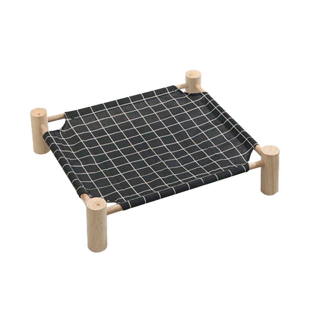 Baweave Black Wooden Dog Suspended Bed - Elevated Indoor/Outdoor Pet Bed for Cats and Small Dogs  Detachable and Portable. Dark Gray