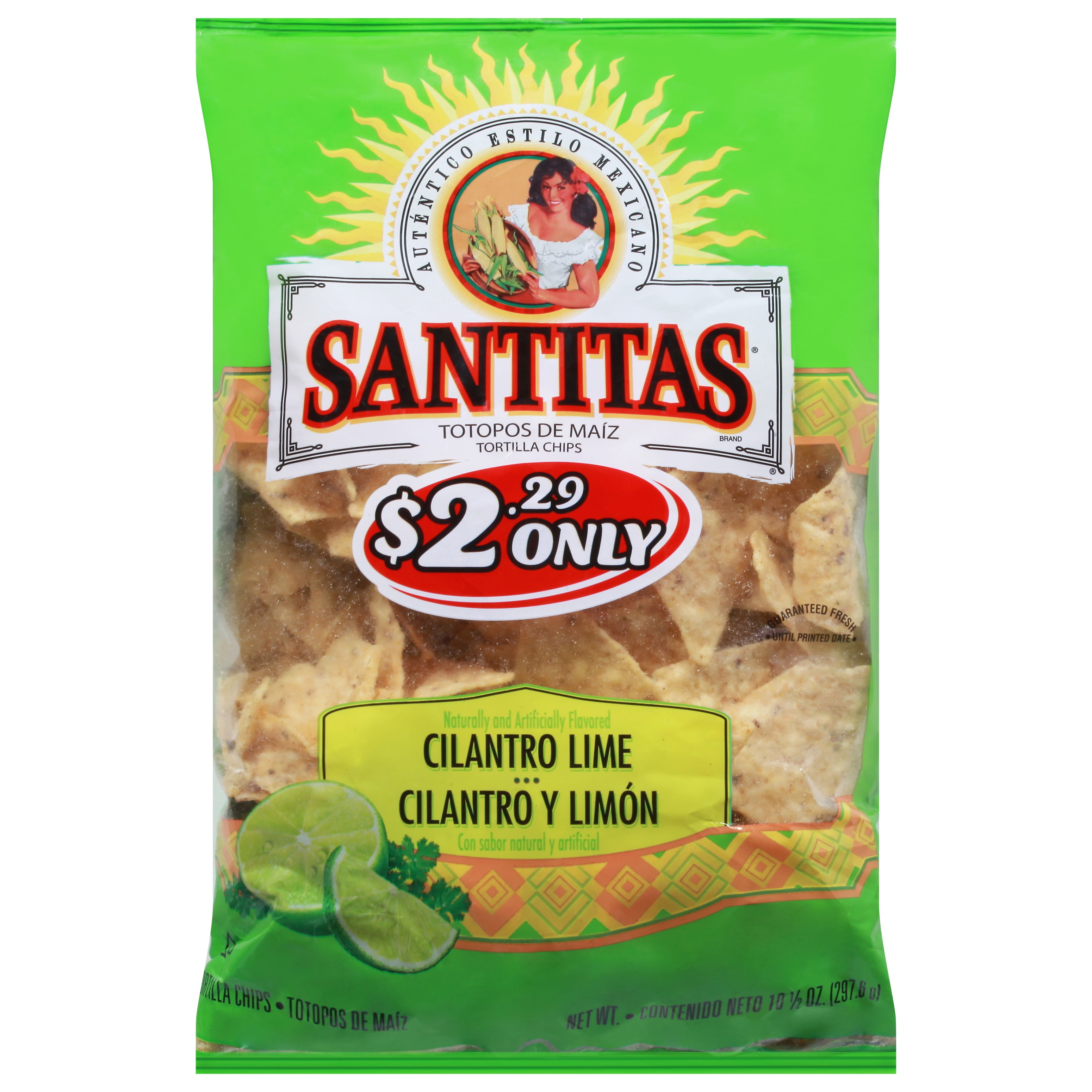Santitas Tortilla Chips Cilantro Lime Naturally and Artificially