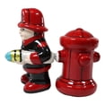 thumbnail image 3 of Ebros Fireman Fighter W/ Hose By Red Fire Hydrant Ceramic Salt & Pepper Shakers, 3 of 7