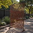 thumbnail image 2 of Tcbosik Metal Privacy Screen for Indoor & Outdoor, 76"H x 48"W Decorative Patio Divider, Freestanding Privacy Panel for Garden, Balcony, Backyard, Rust Red, 2 of 8