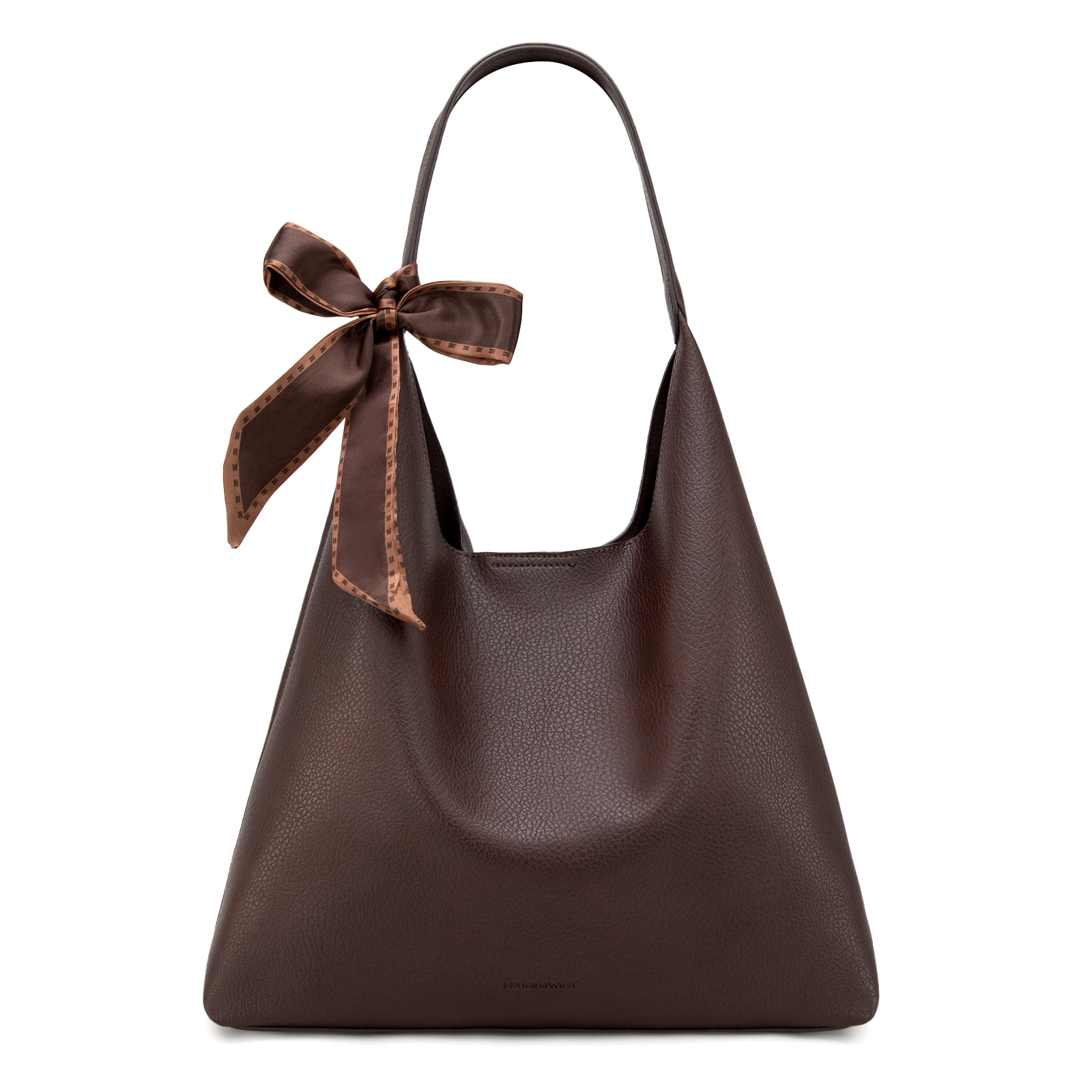 Montana West Slouchy Hobo Bag for Women Shoulder Purses and Handbags with Scarf, Coffee