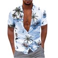 thumbnail image 2 of Aloohaidyvio men's shirts on for 6$,Men Beach Print Turndown Short Sleeve Shirt Blouse,Hawaiian Shirt for Men, 2 of 6