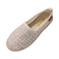 thumbnail image 2 of pwidon Women's Espadrille Flats Slip On Closed Toe Textured Glitter Linen Comfort Walking Casual Loafers Beige 6.5, 2 of 5