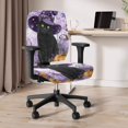 thumbnail image 6 of CHAQLIN Rotating Chair Protectors Black Cat Halloween Print with Cozy Breathable Office Chair Cover for Gaming Chairs, 2 Piece Sets Rotating Chair Slipcover, 6 of 8