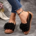 thumbnail image 2 of Womens Floral Summer Platform Beach Sandals Wedge Open Toe Slides Open Toe Wide Width Non Slip Dressy Slippers Black Size 9.5, 2 of 7