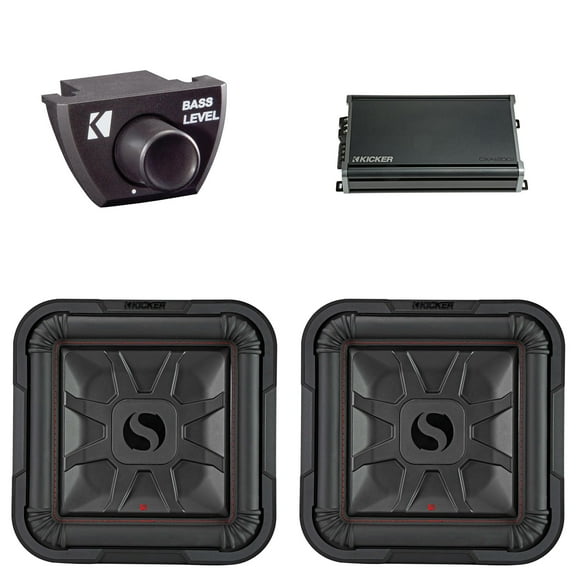 Kicker (2) 46L7T124 12" L7-Thin Subwoofers with CXA1200.1 Amp & Bass Knob Bundle