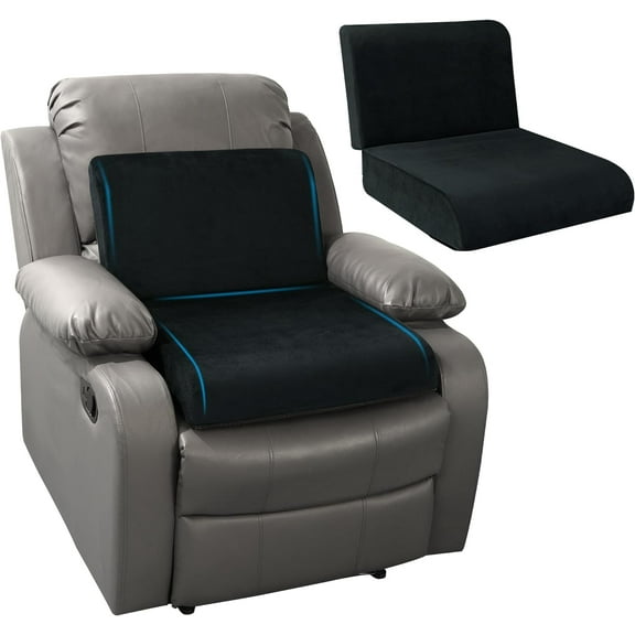 Recliner Seat Cushion with Lumbar Supportive Pillow Extra Large Non-Slip Seat Cushion with Back Support Cushions,Cruve Edge Design for Relief Thighs Pressure, Black