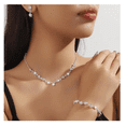 thumbnail image 1 of Xtellar Joyería Juego De Collar Pulsera Pendientes Para Novia Mujer Plateado, 1 of 1