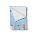 thumbnail image 2 of Airport Soft Flannel Fleece Throw Blanket, Cartoon of People in Waiting Lounge View from Terminal with Landing Planes Print, Cozy Plush for Indoor and Outdoor Use, 50" x 60", Multicolor, by Ambesonne, 2 of 5