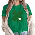 thumbnail image 1 of Camiseta de Manga Corta de Cuello Redondo Impresa de Primavera Superior de las Mujeres, Mezcla Ligera de Poliéster para Uso Diario Y de Fiesta Casual, 1 of 1