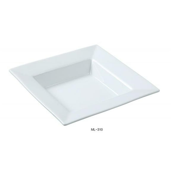 Yanco ML-310 10 in. Square Porcelain Pasta Bowl, Super White - 18 oz - Pack of 12