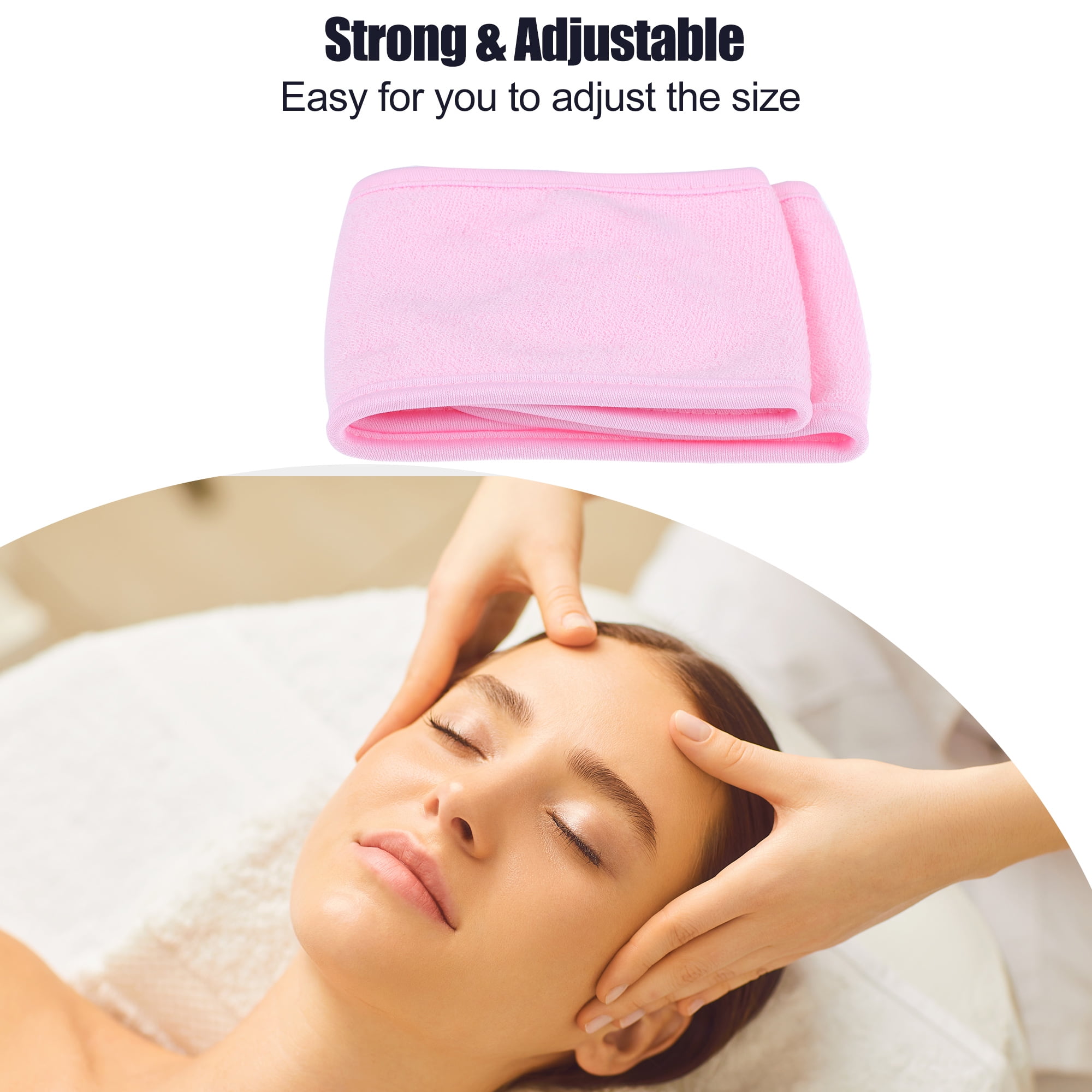 Unique Bargains 4 PCS Spa Facial Adjustable Face Wash Headband Pink
