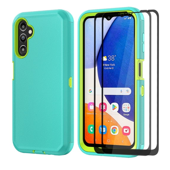 Aggxpf Galaxy A14 5g Case with Tempered Screen Protector (2 Pack), Heavy Duty Protective Phone Case, Shockproof Phone Cover for Galaxy A14 5G, Green