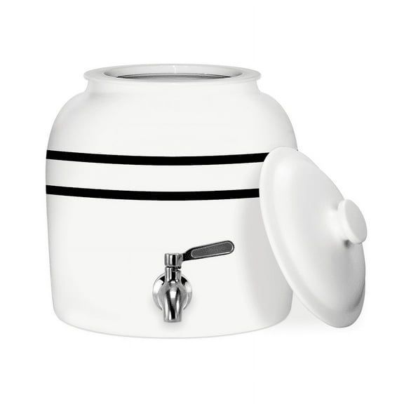 GEO White Porcelain Ceramic Lead Free 5 Gallon Holding Capacity Water Dispenser, Includes Lid
