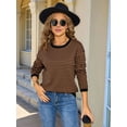 thumbnail image 2 of Womens Crewneck Pullover Striped Sweaters Long Sleeve Casual Winter Tops Color Block Loose Fit Warm Clothes, 2 of 8