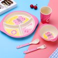 thumbnail image 2 of set of environmental protection bamboo fiber children's tableware set baby divided plate five-piece set, 2 of 5