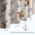 thumbnail image 6 of Beige Highland Cow Flower Pattern Shower Curtain 84"x72" ,Bathroom Decorative Shower Curtains Set with 12 Hooks,Modern Waterproof Washable Shower Curtain, 6 of 6