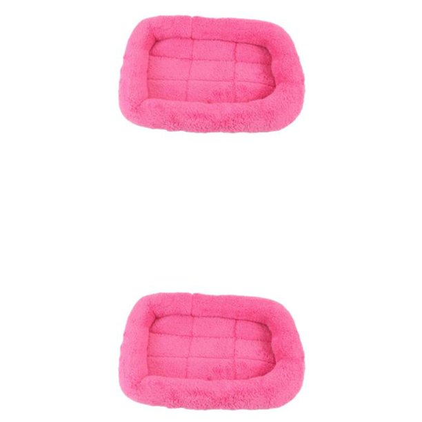Billuyoard Tapete de algodón Teddy Bomei de tela - Perrera para mascotas de felpa de cristal Protección contra el frío y el calor Suministros Rosa roja (pelo largo) M-54X40CM 2piezas