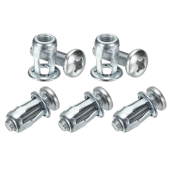 Uxcell 5-Pack M8 x 21 Hollow Door Anchor Set, Petal Nuts Expansion Screw Jack Nut for Hollow Wall[Silver Tone]