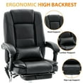 thumbnail image 6 of JONPONY Big and Tall Office Chair 500LBS Executive Office Chair Massage and Footrest Ergonomic Computer Desk Chair Reclining High Back Leather Office Chair Lumbar Back Support Swivel Rolling,Black, 6 of 15