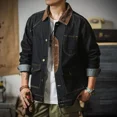 thumbnail image 3 of Chaqueta vaquera para hombre, otoño, vintage, cargo, a bordo, japonesa, retro, de alta calidad, abrigo vaquero para hombre, una pieza, estética coreana, lujo, 3 of 5