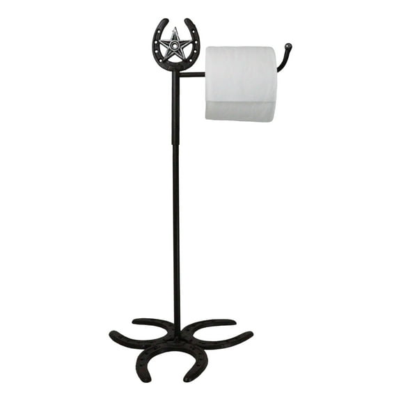Rustic Western Lone Star Lucky Horseshoes Free Standing Toilet Paper Holder