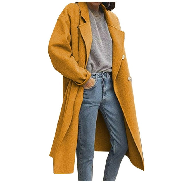 Heliisoer Manteau Coupe-Vent Mode Femme à Revers Double Boutonnage