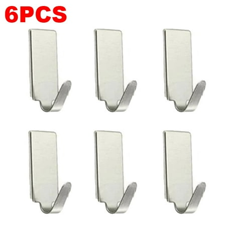 

6Pack Adhesive Hooks Heavy Duty Wall Hooks Stainless Steel Waterproof Hangers