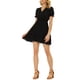 thumbnail image 2 of Vestido Casual Mini Negro de Manga Abullonada con Escote en V y Cintura Elástica para Mujeres Inspire Chic 3XL, 2 of 6